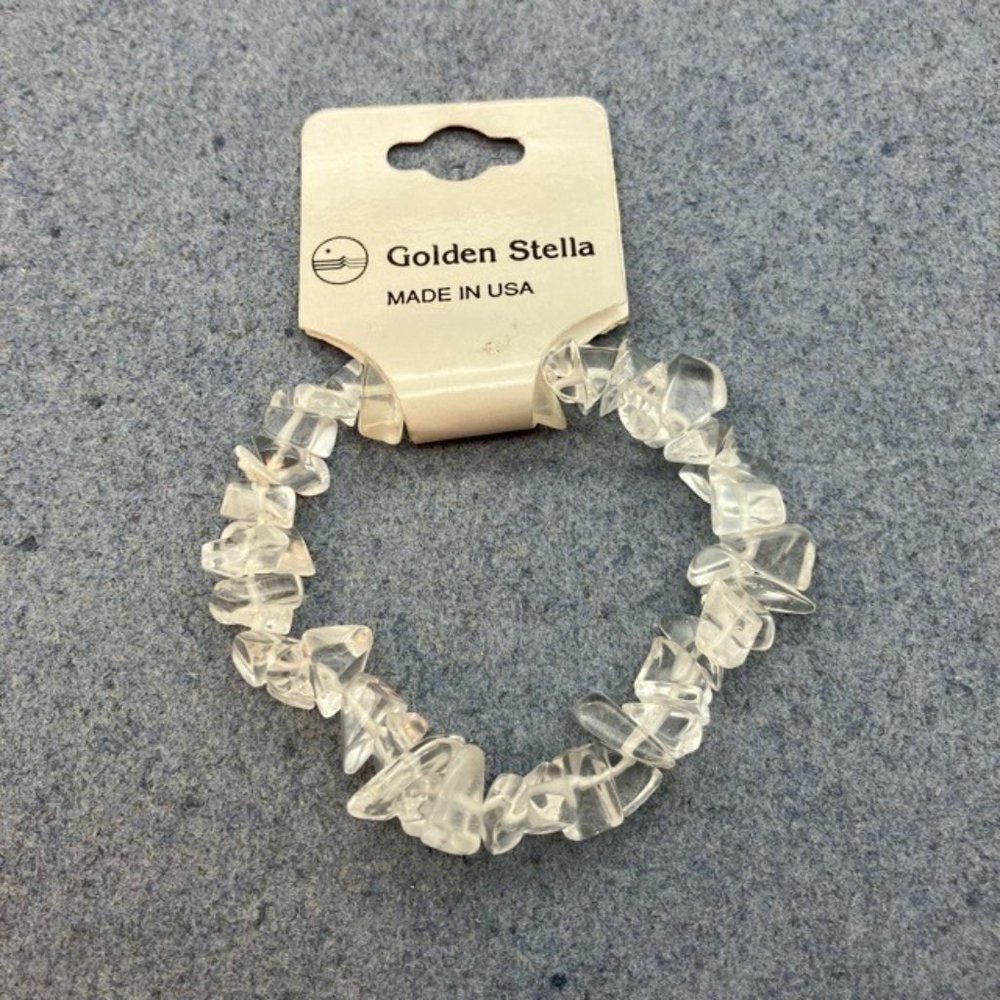 Golden Stella Stretch Bracelet Clear Chunky Organic Small Beach Retro BoHo USA